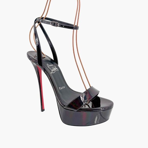 Christian Louboutin Loubi Queen Alta Platform Sandals Size 38.5 US 8.5 Black - Picture 9 of 14